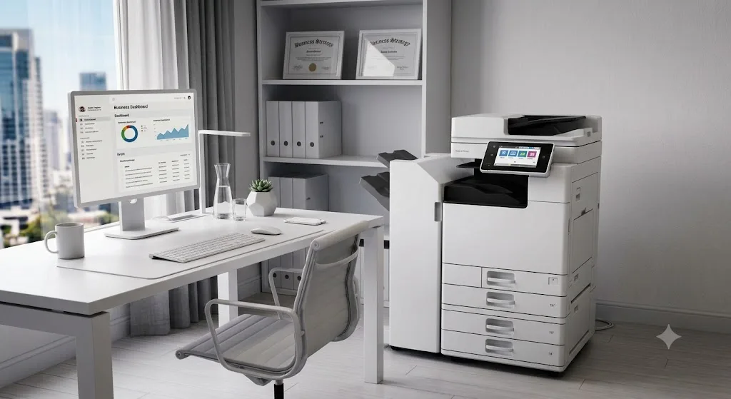 A multifunction copier in a dealership office