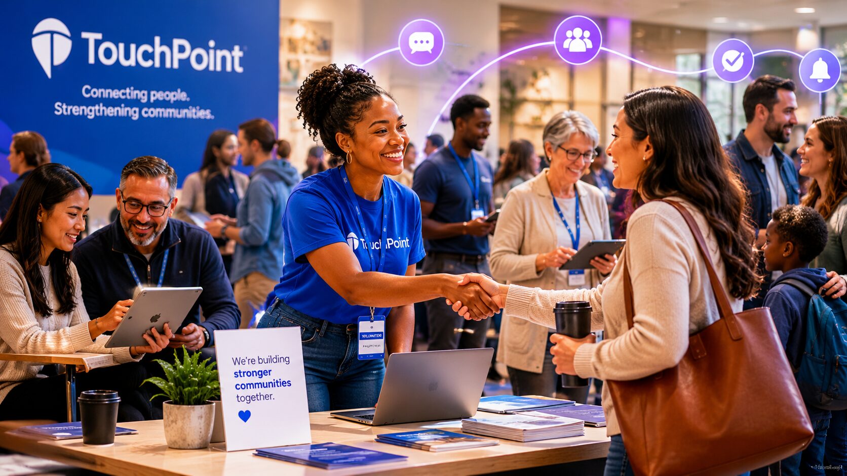 TouchPoint Software team connecting with customers at a community event powered by Auralis AI support platform